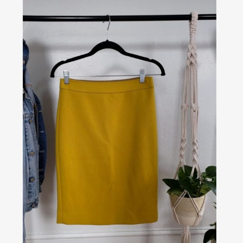 J. Crew yellow wool pencil skirt